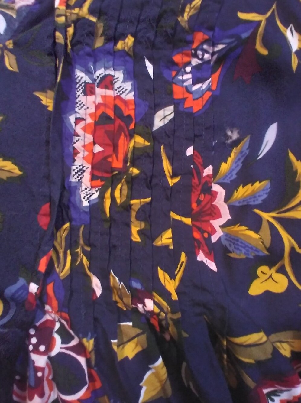 Old Navy  Floral Pintuck Peasant Tunic Dress Long Sleeve Mini Short Size L - Picture 3 of 8